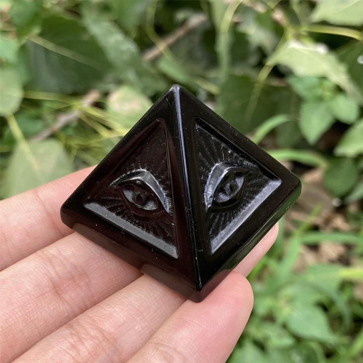 Decorazione in pietra preziosa della piramide di orgone di ossidiana Olivenorma 