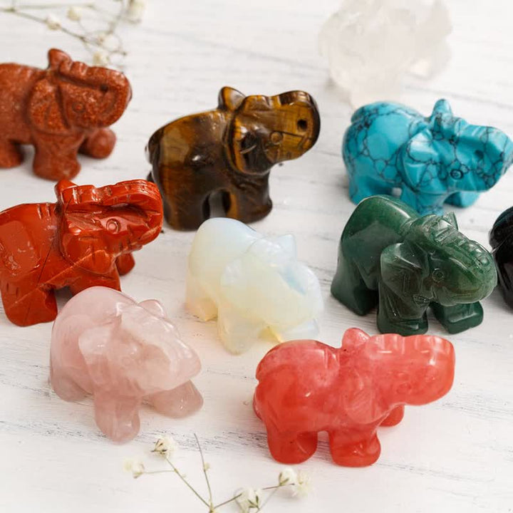 Olivenorma Reiki Elefante Figurina Decorazione Pietre Preziose