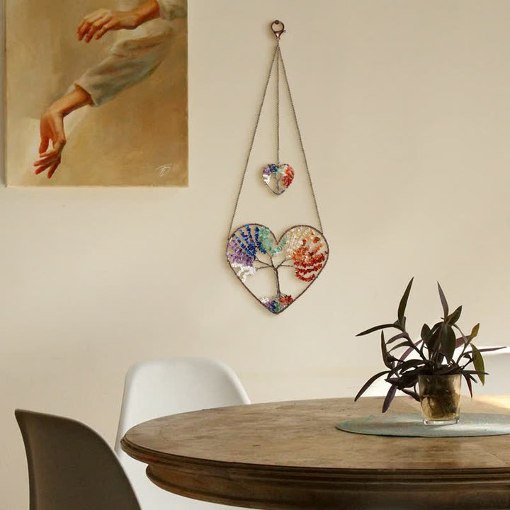 Olivenorma Cuore Forma Chakra Albero della Vita Cristallo Dream Catcher