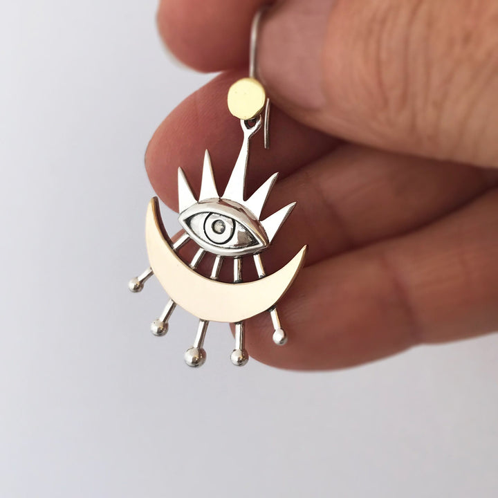 Orecchini Olivenorma Evil Eye con raggi di luna crescente