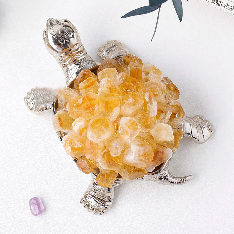 Olivenorma Natural Crystal Cluster Turtle Ornament Lampada Decorazione con pietre preziose