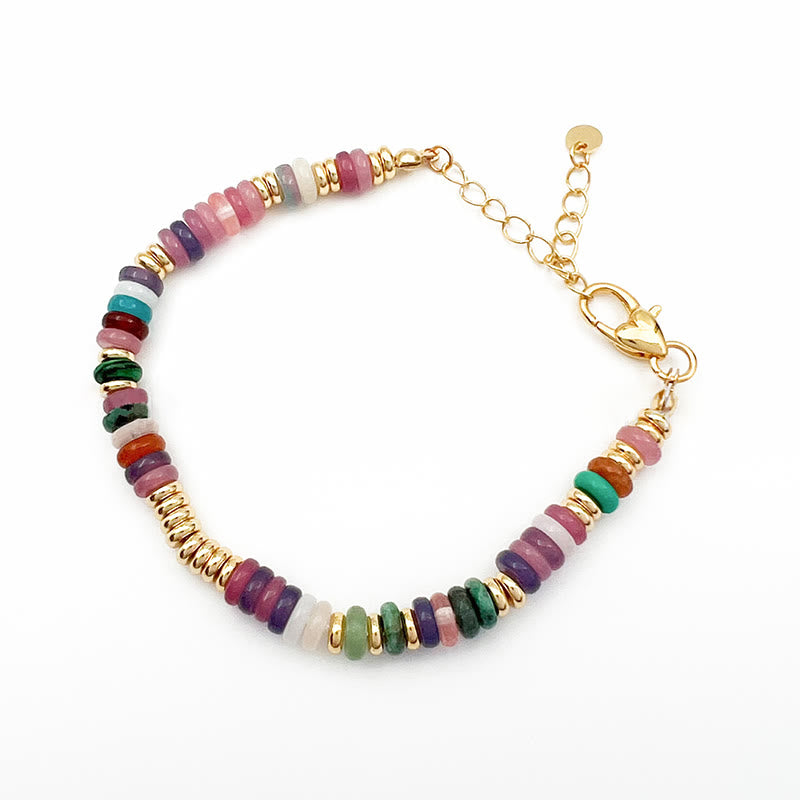 Olivenorma Boho Style Misto Cristallo Rotondo Perline Bracciale Collana Pietre Preziose