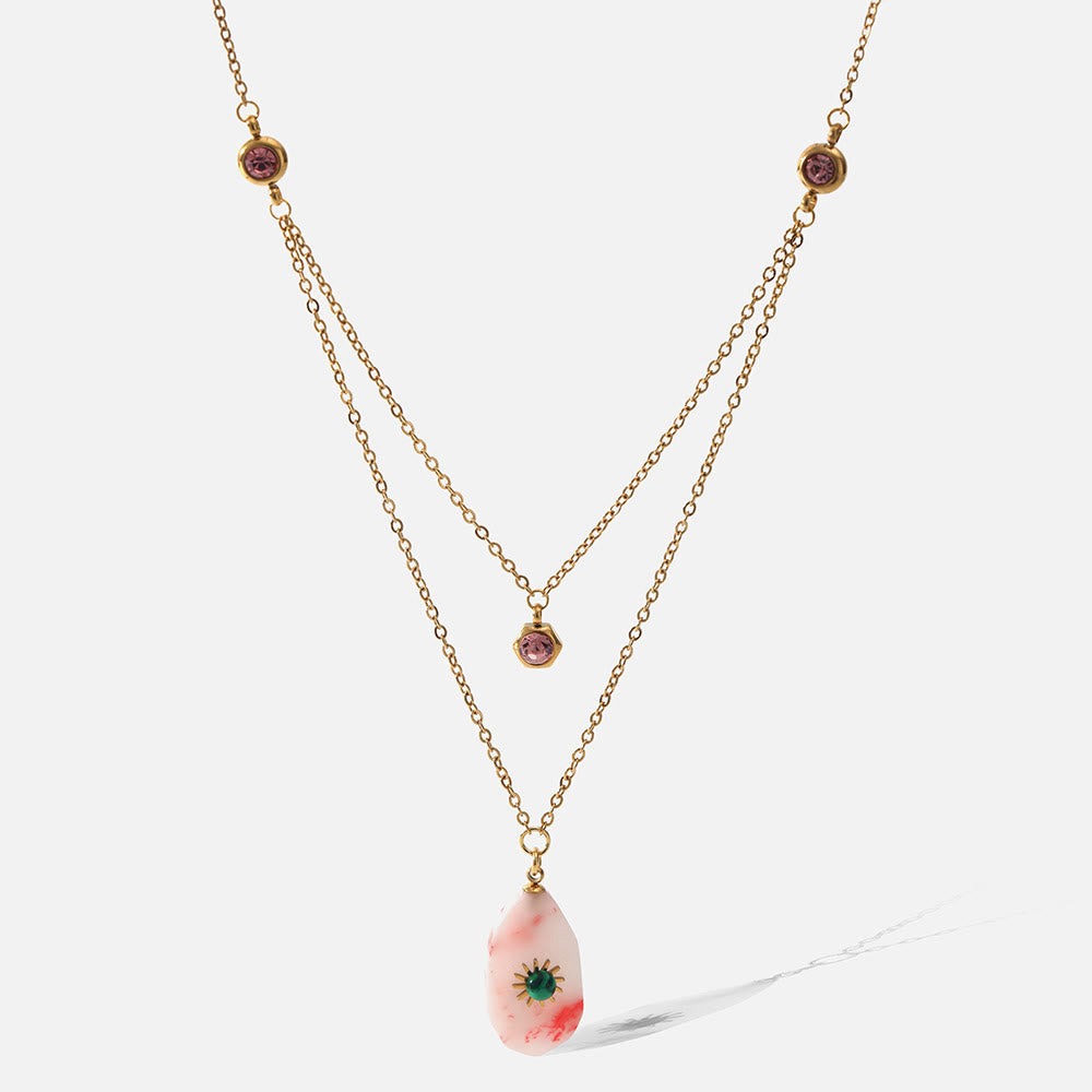 Collana Olivenorma con doppio pannello in zirconio rodocrosite 