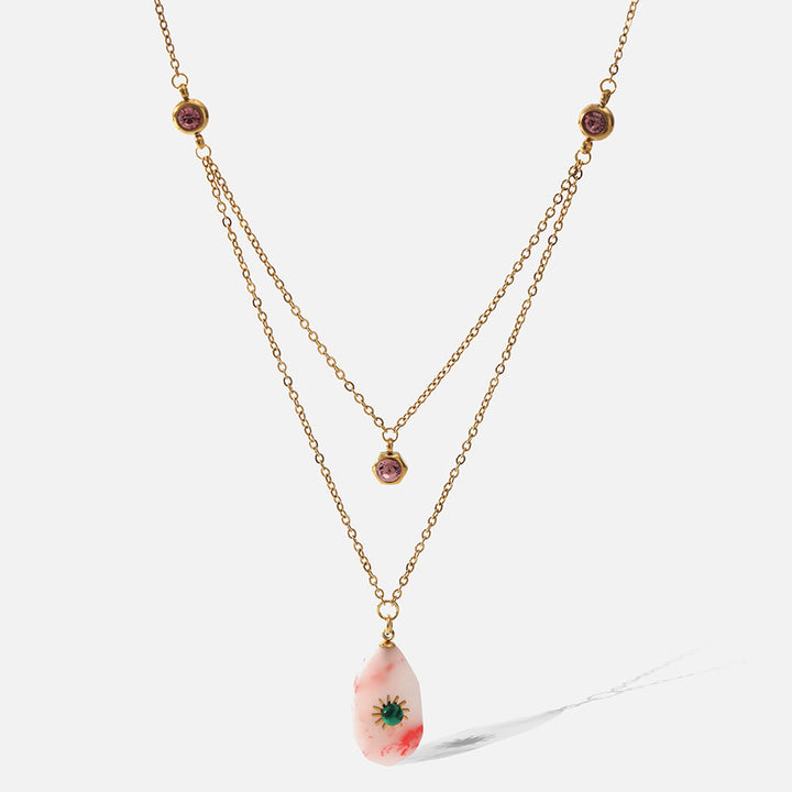 Collana Olivenorma con doppio pannello in zirconio rodocrosite 