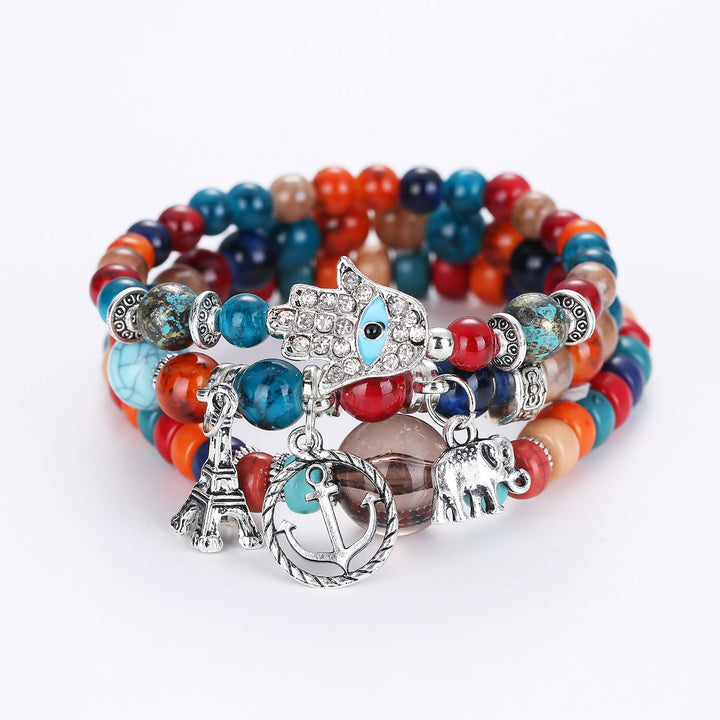 Olivenorma Elephant Tower Evil Eye Bracciale Hamsa Set