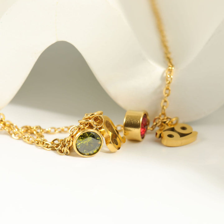 Collana in acciaio inossidabile con runa zodiacale e pietra portafortuna Olivenorma - image 41