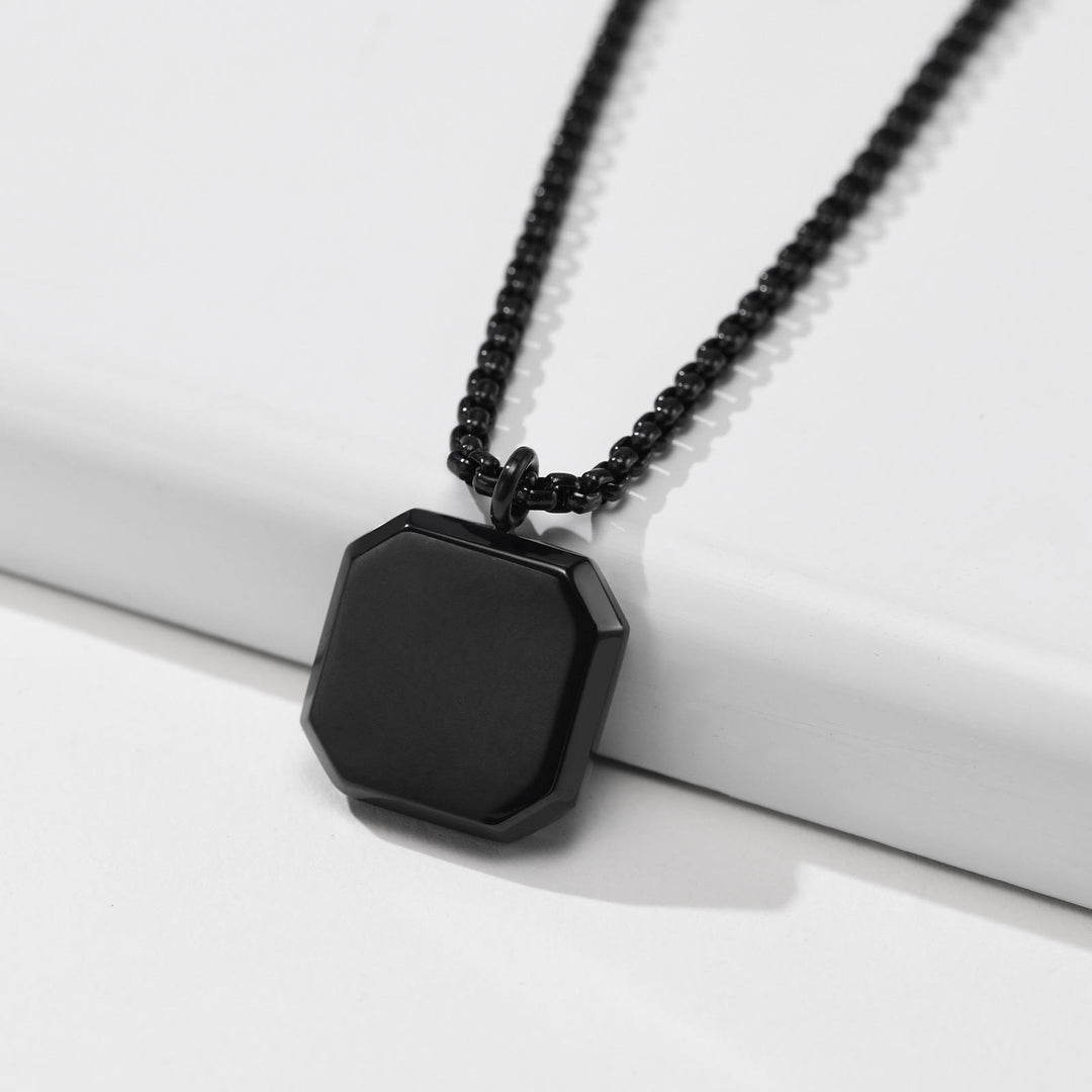 Olivenorma Collana con ciondolo quadrato da uomo con catena lunga per maglione 