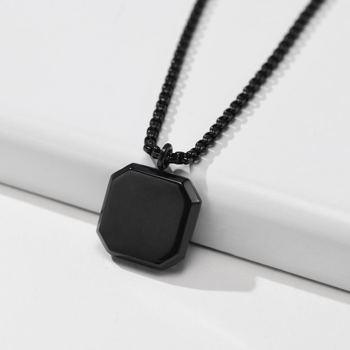 Olivenorma Collana con ciondolo quadrato da uomo con catena lunga per maglione 