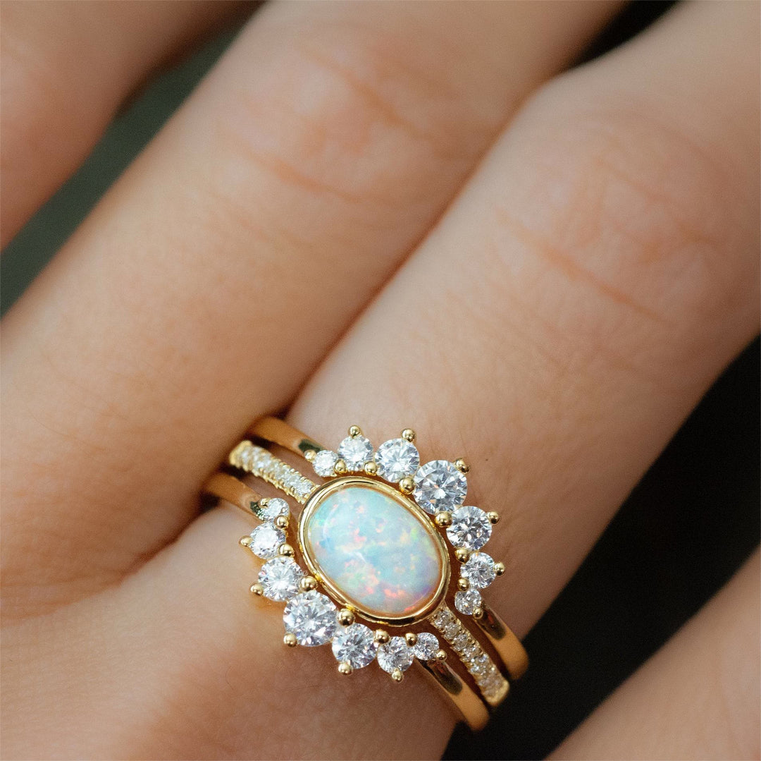 Olivenorma Opal Stacking Three Layer Ring