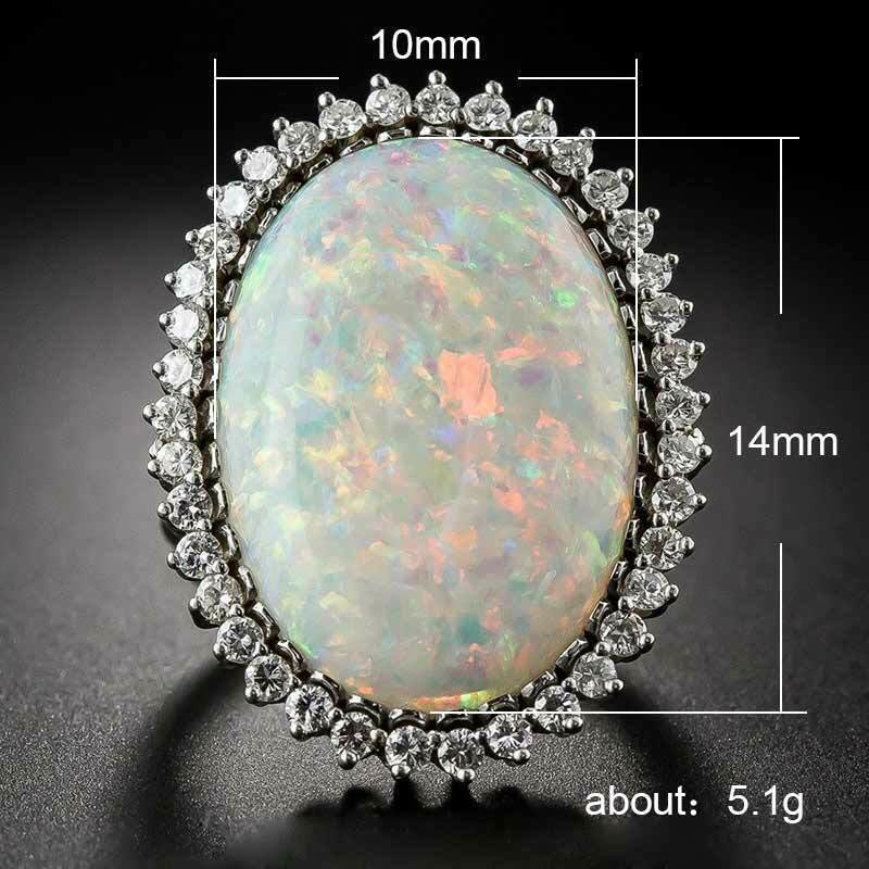 Anello nuziale ovale in opale bianco Olivenorma 