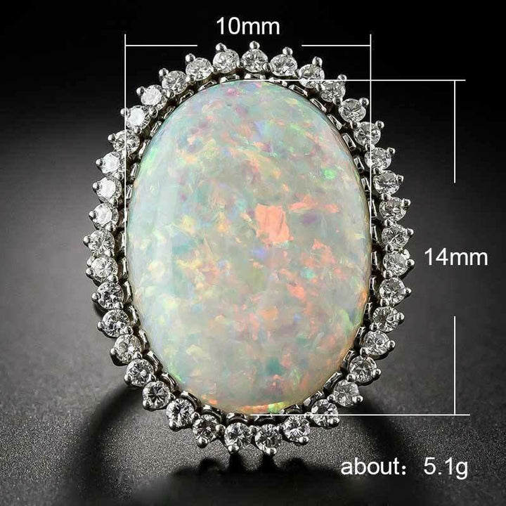 Anello nuziale ovale in opale bianco Olivenorma 