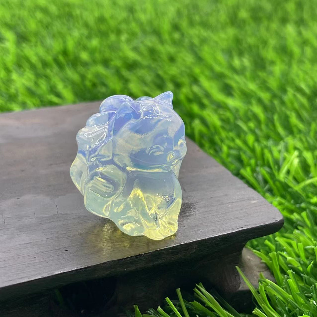 Olivenorma Pietra Naturale 3cm Decorazione in Pietra Preziosa a Forma di Volpe a Nove Code 