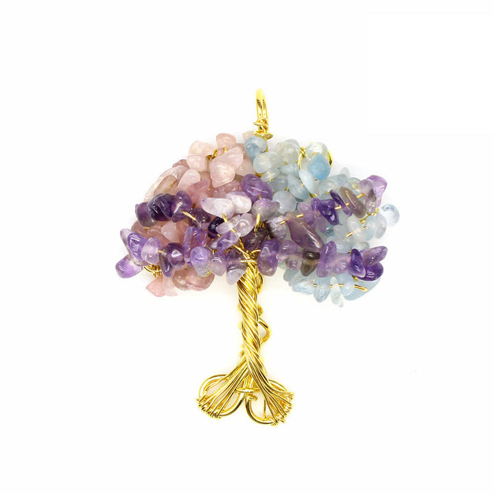 Olivenorma Cristallo Ghiaia Chakra Albero della vita Collana pendente 