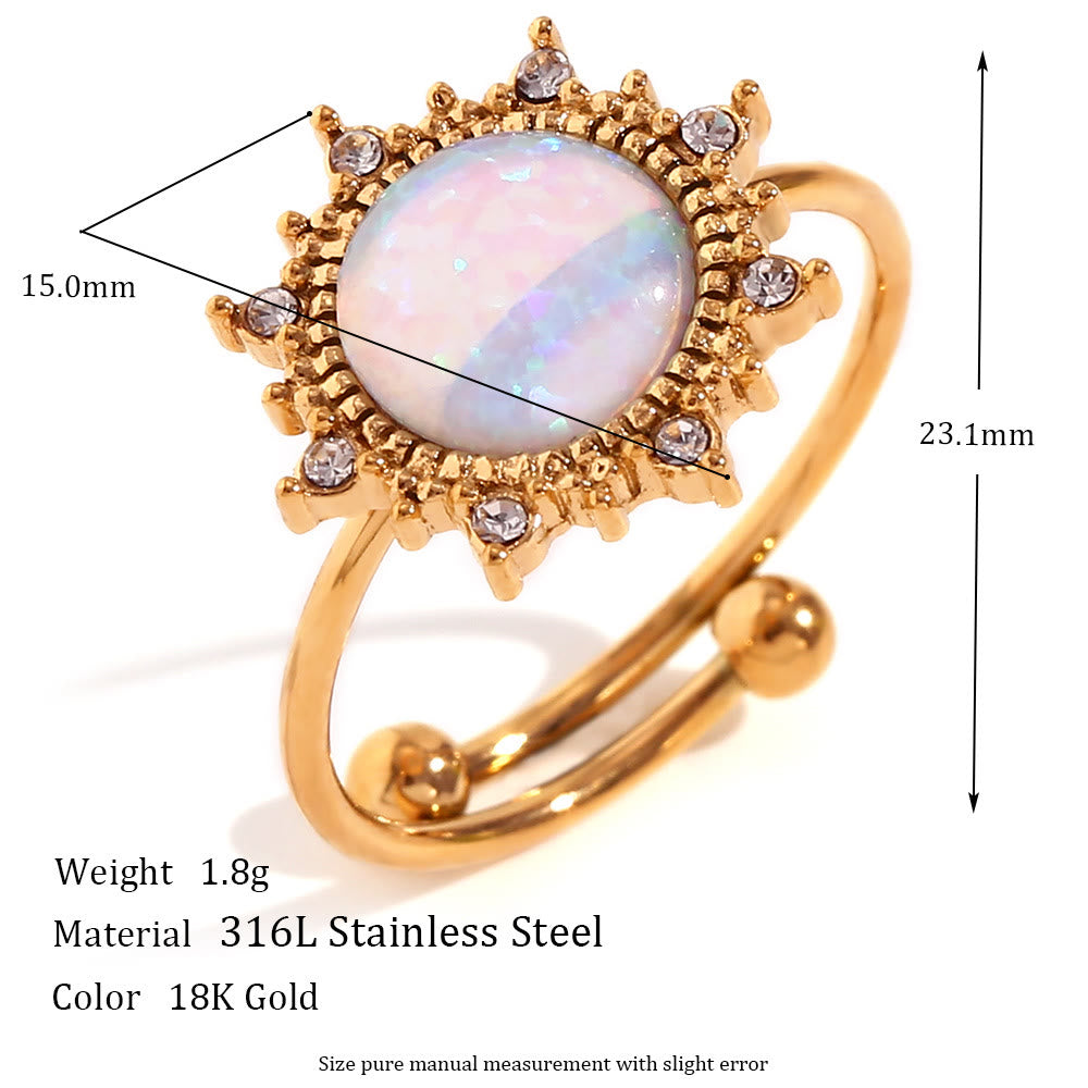 Anello regolabile Olivenorma Natural Opal Sun Heart 