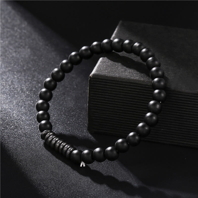 Olivenorma Bracciale da uomo con perline in pietra naturale da 6 mm