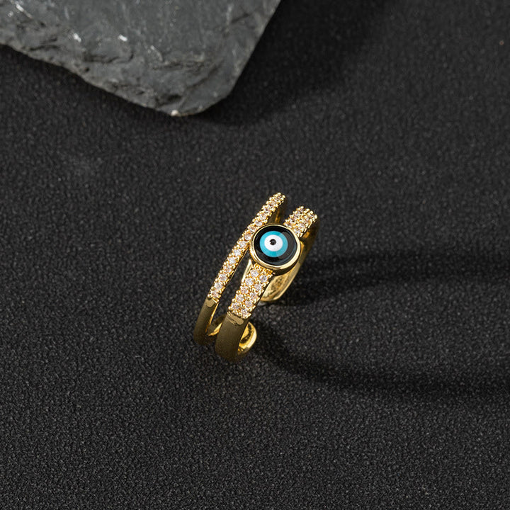 Olivenorma Anello Zircone Bianco Anello Regolabile Malocchio