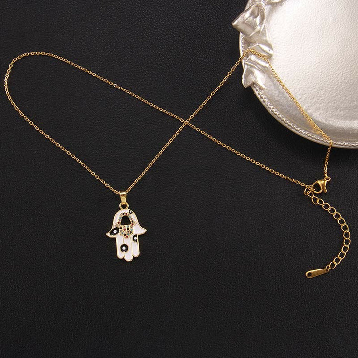 Olivenorma "Buona Fortuna" Hamsa con Collana Occhio Malvagio
