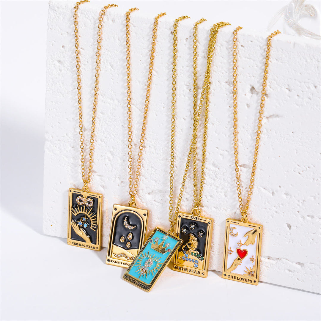 Collana Olivenorma Zircone Oro Placcato Tarocchi Olio Goccia