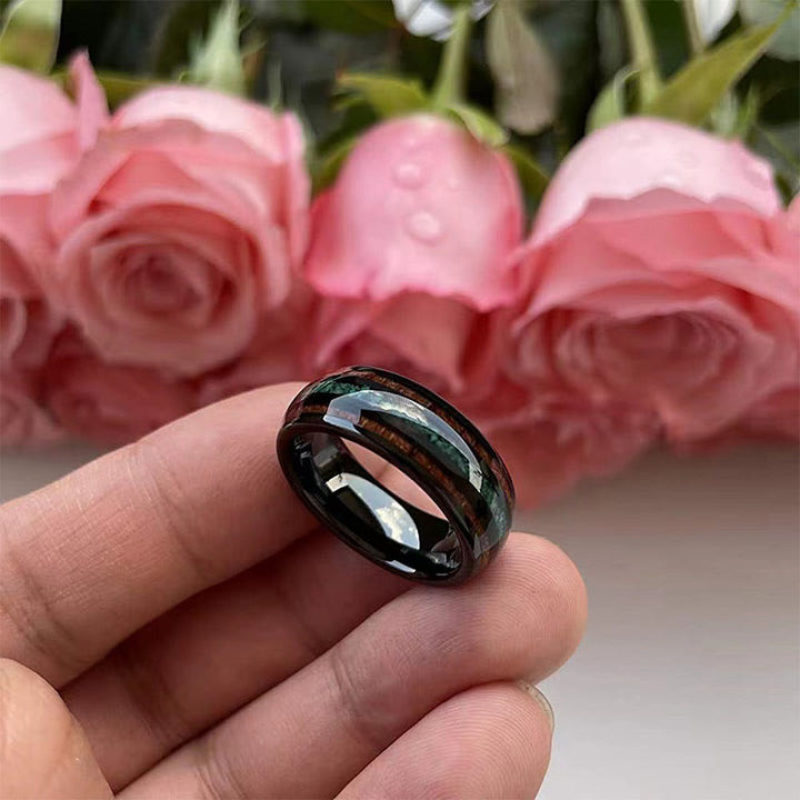 Olivenorma"Strong Shield" - Malachite con anello in acciaio al tungsteno
