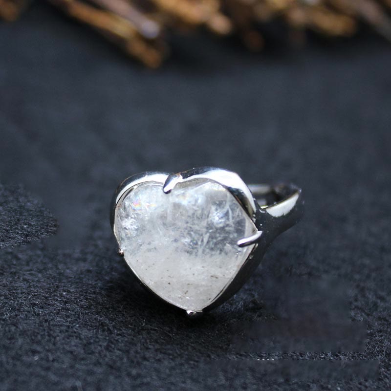 Anello a forma di cuore in cristallo di pietra naturale Olivenorma